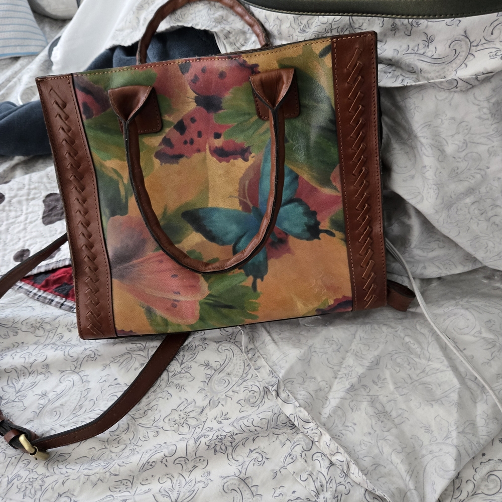 Floral Leather Tote Bag